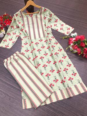 Green Printed Cotton Kurtis 1
