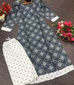 Dark-grey printed cotton kurtis
