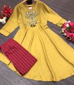 Green embroidered cotton kurtis