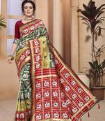 Green hand woven banarasi silk saree with blouse