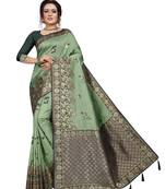 Light green hand woven banarasi silk saree with blouse