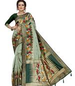 Light green hand woven banarasi silk saree with blouse