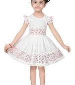 ADITA Girl's White Dress Cut & Sew with Chikan Embroidery Fabric