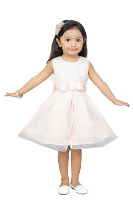ADITA Girl's Dress Satin with Designer Net Fabric 1