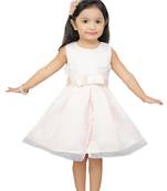 ADITA Girl's Dress Satin with Designer Net Fabric