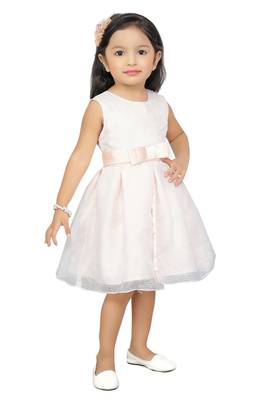 ADITA Girl's Dress Satin with Designer Net Fabric 4