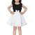 ADITA Girl's Cotton Black Chikan Embroidery with White Dot Printed Frock Dress