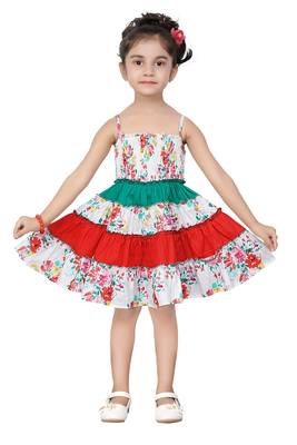 ADITA Girl's Cotton Black Chikan Embroidery with White Dot Printed Frock Dress 4