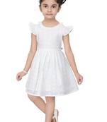 ADITA Girl's White Dress Cut & Sew with Chikan Embroidery Fabric