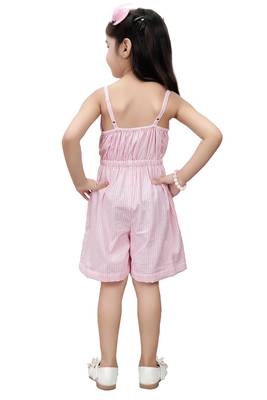 ADITA Girl's Cotton Pink Strip Jumpsuit 3