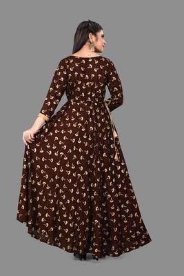 Coffee printed rayon ethnic-kurtis 1