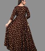 Coffee printed rayon ethnic-kurtis