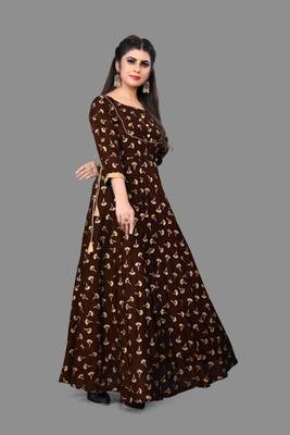 Coffee printed rayon ethnic-kurtis 2