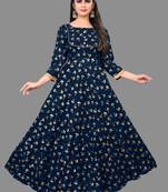 Blue printed rayon ethnic-kurtis