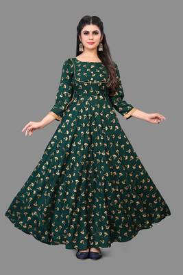 Green printed rayon ethnic-kurtis 1