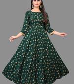 Green printed rayon ethnic-kurtis