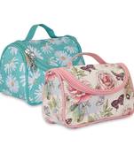 NFI essentials Floral Print Cosmetics Pouch Makeup Pouch Vanity Case Jewellery Pouch Stationery Pencil Case (Pack of 2)
