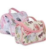 NFI essentials Floral Print Cosmetics Pouch Makeup Pouch Vanity Case Jewellery Pouch Stationery Pencil Case (Pack of 2)