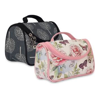NFI essentials Floral Print Cosmetics Pouch Makeup Pouch Vanity Case Jewellery Pouch Stationery Pencil Case (Pack of 2) 1