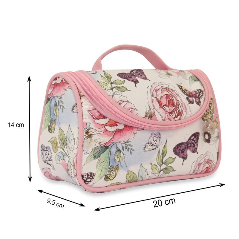 NFI essentials Floral Print Cosmetics Pouch Makeup Pouch Vanity Case Jewellery Pouch Stationery Pencil Case (Pack of 2)