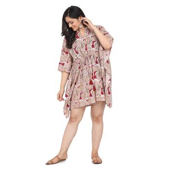 Shaily Off White & Multi Colour Cotton Printed Kuftan 1