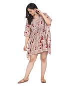 Shaily Off White & Multi Colour Cotton Printed Kuftan