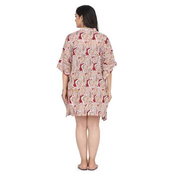 Shaily Off White & Multi Colour Cotton Printed Kuftan 2
