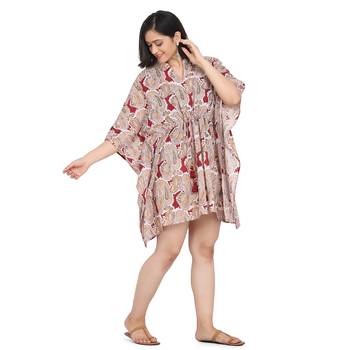 Shaily Off White & Multi Colour Cotton Printed Kuftan 3