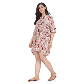 Shaily Off White & Multi Colour Cotton Printed Kuftan 4