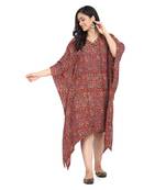 Shaily Rust & Multi Colour Cotton Printed And Hand Work Kuftan