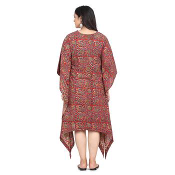 Shaily Rust & Multi Colour Cotton Printed And Hand Work Kuftan 2