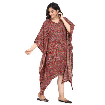 Shaily Rust & Multi Colour Cotton Printed And Hand Work Kuftan 3