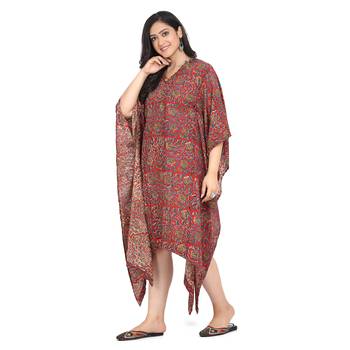 Shaily Rust & Multi Colour Cotton Printed And Hand Work Kuftan 4