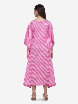 Shaily Pink Colour Cotton Lehriya & Anchor Work Kuftan 2