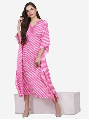 Shaily Pink Colour Cotton Lehriya & Anchor Work Kuftan 3