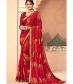 Maroon Floral Print Chiffon sarees