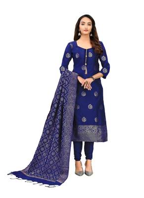Navy-blue jacquard banarasi silk salwar 1