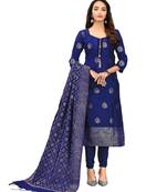 Navy-blue jacquard banarasi silk salwar