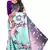 Multicolor printed satin saree with blouse