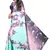 Multicolor printed satin saree with blouse