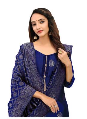 Navy-blue jacquard banarasi silk salwar 4