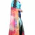 Multicolor printed satin saree with blouse