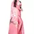 Pink printed satin saree with blouse