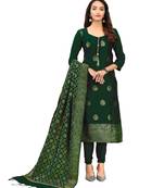 Dark-green jacquard banarasi silk salwar