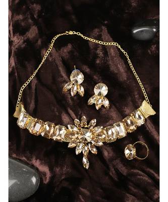 Traditional Kundan Floral Shape Choker With Earring And Ring 1