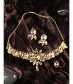 Traditional Kundan Floral Shape Choker With Earring And Ring