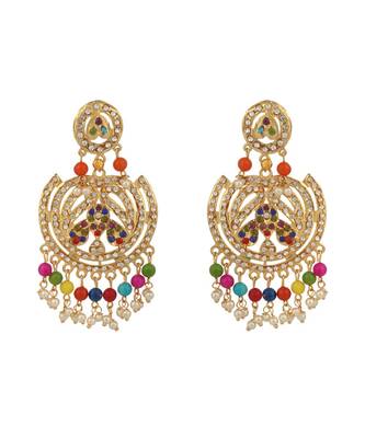 Ethnic Bridal Gold Plated Stone And Pearl Choker With Earring Maangtika 4
