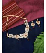 Ethnic Pearl String White Choker With Designer Earrings