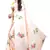 Peach printed satin saree with blouse