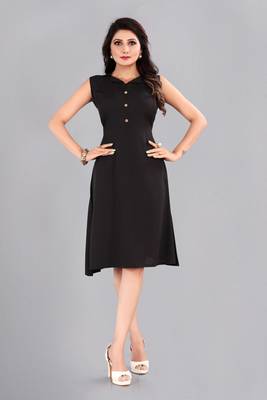 Black plain crepe ethnic-kurtis 1